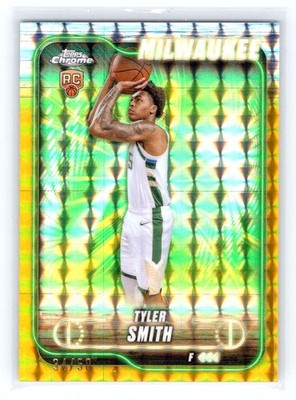 2024-25 Topps Chrome Basketball 196 Tyler Smith, Milwaukee Bucks RC /50