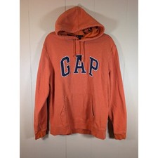 GAP Men's Large Burnt Orange Arch Logo Pullover Fleece Hoodie Varsity