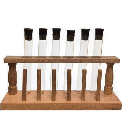 20X150Mm Glass Test Tube Set with Rubber Stoppers and Wood Rack, 6 Piece Set