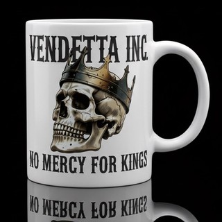 Vendetta Inc. Print Mug No Mercy Skull Mug Everyday Suitable Cup White 330ml