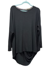 Soft Surroundings Black Long Sleeve Draped Hem Top XL Modal Blend