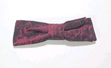 Vintage Ormont Burgundy Scroll Clip-On Bow Tie Mid Century Formalwear