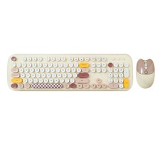 Wireless Keyboard Mouse Combo - Silent Click, Colorful 104 Keys