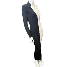 👗❄️ LUSH *NWT* Ribbed Knit Maxi Dress | Black Taupe Colorblock Button Front | S