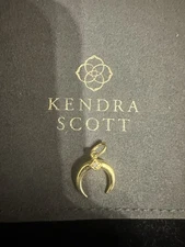 Kendra Scott Cresent Horn Charm in 18Kt Vermeil Gold White Diamond Accent