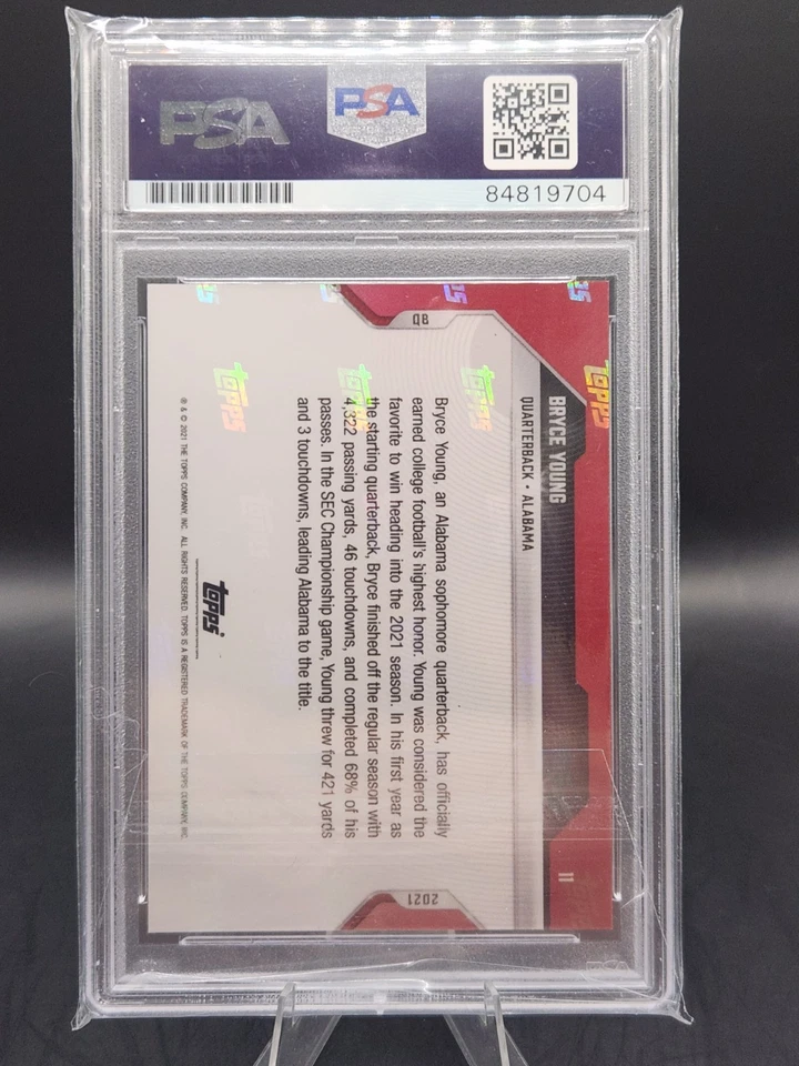 BRYCE YOUNG - 2021 Bowman NEXT TOPPS NOW ROOKIE #11 - PSA ON CARD AUTO RED INK - Image 2 of 2