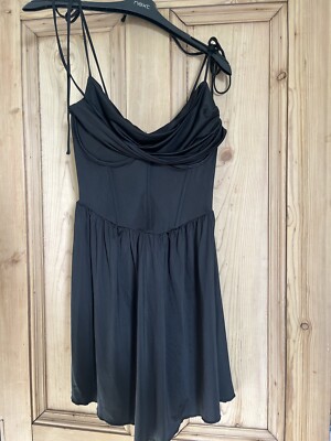 Oh Polly Lourdes Cowl Neck A-Line Mini Dress in Black NWT size 10 | eBay UK
