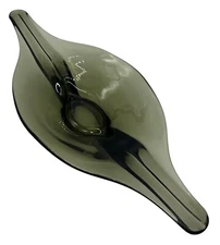 VTG Viking Glass Epic Oval Deep Bowl Smokey Olive Green 1232 19.5" Console Dish