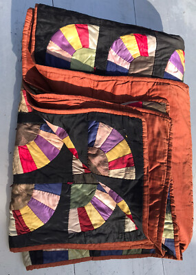 Vintage Fan Quilt Vivid Color's 69 X 56 | eBay