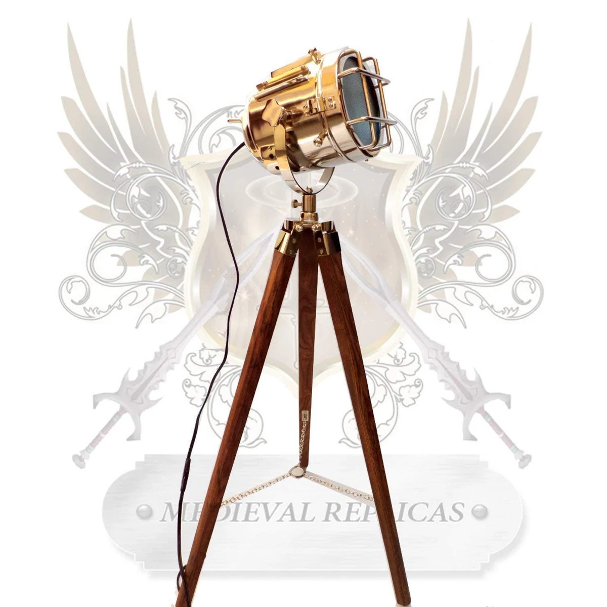 Chrome tripod 2024 spotlight floor lamp