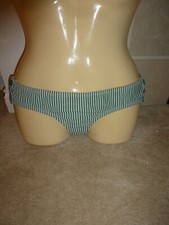 GAP SMALL 4 6 SWIMSUIT SEERSUCKER GREEN WHITE STRIPE HIPSTER BIKINI BOTTOM NEW