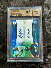 2005 Upper Deck Reflections Blue Dual Auto BJ Upton Rickie Weeks 11/35 BGS 9.5