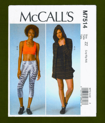 Sports Bra, Leggings, Hoodie & Skirt Sewing Pattern (Sizes L-XXL) McCalls 7514
