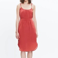 Madewell 100 Silk Skyway Cami Dress Warm Berry Pink Strappy Spaghetti size 2