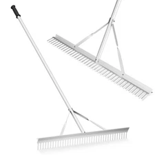 36" Landscape Rake Tool Aluminum Wide Rake Heavy Duty w/Double-Sided Rake Head