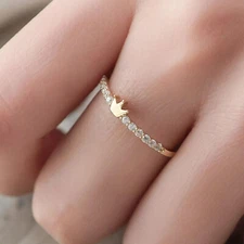 Crown Shape Stacking Engagement Ring 14K Yellow Gold Over 2 Ct Simulated Diamond