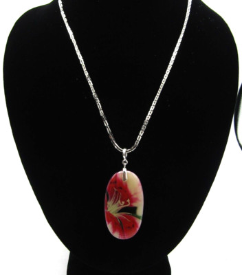 22'' KETTE EINZIGARTIG 2'' BLUME ANHÄNGER NATURSTEIN STERLINGSILBER 925 NEU OHNE ETIKETT NB1