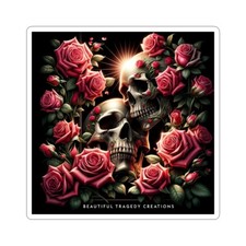 Gothic Rose Skull Kiss-Cut Stickers - Dark Floral Art for Unique Gifts