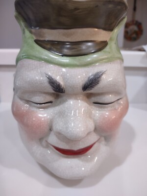 Vtg Mid Century Majolica Sarreguemines Character Jug - Circa 1860