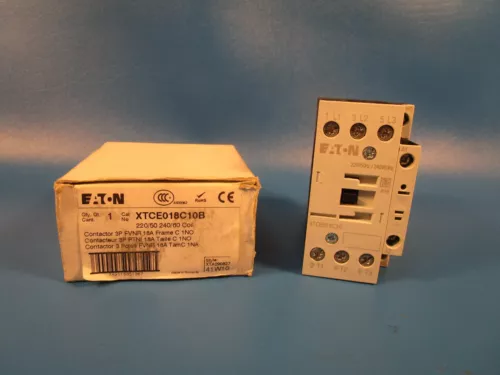 EATON XTCE018C10B, XT IEC contactor, 18A, 220 Vac 50 Hz, 240 Vac 60 Hz (Cutler)