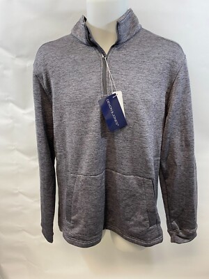 Devon & Jones NWT Men's Med Newbury Melange Fleece Quarter-Zip Grey no logo