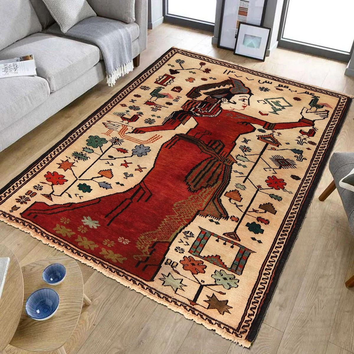 Pictorial Home Decor Hand Knotted Area Rug Oriental Wool Rug 3 3x4