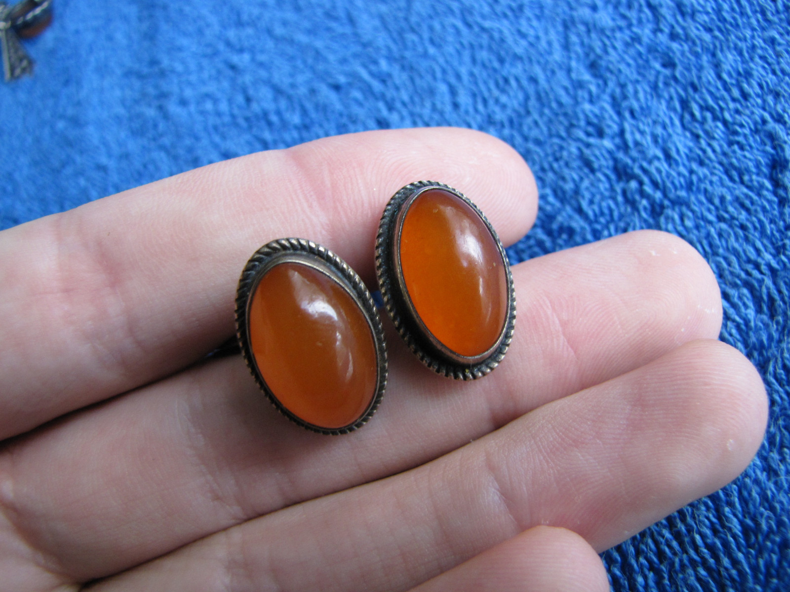 Natural Baltic amber 12 g gr cufflinks Silver 875 Russia Antique USSR gems