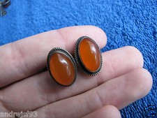 Natural Baltic amber 12 g gr cufflinks Silver 875 Russia Antique USSR gems