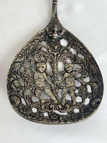 Vintage Ornate Decorative Cherub Metal Serving Fork & Spoon Salad Set 2 Italy - Picture 3 of 15