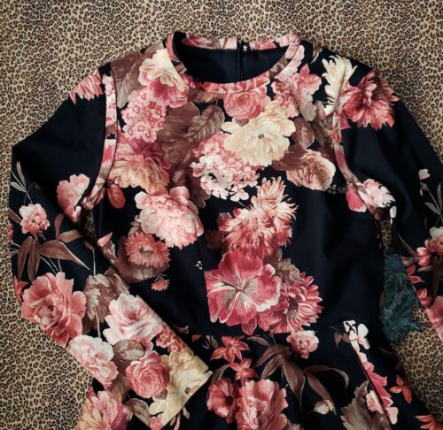 Lena Hoschek Black Floral Stretch Cotton Midi Dress L NWTs - Picture 7 of 23