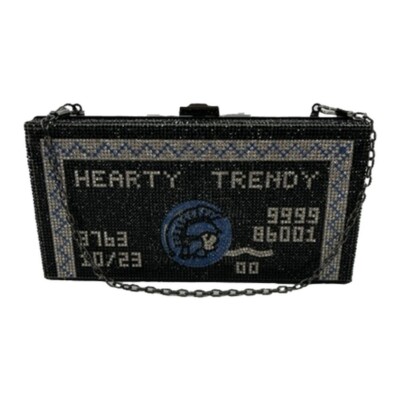Black Sparkling Money Clutch Shoulder Bag Featuring Rhinestone Accents
