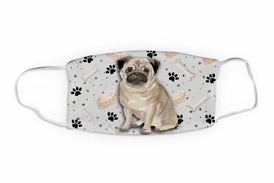 CUTE PUG Face Mask, Puppy Dog Face Mask, Reusable Face Mask, Face Mask...