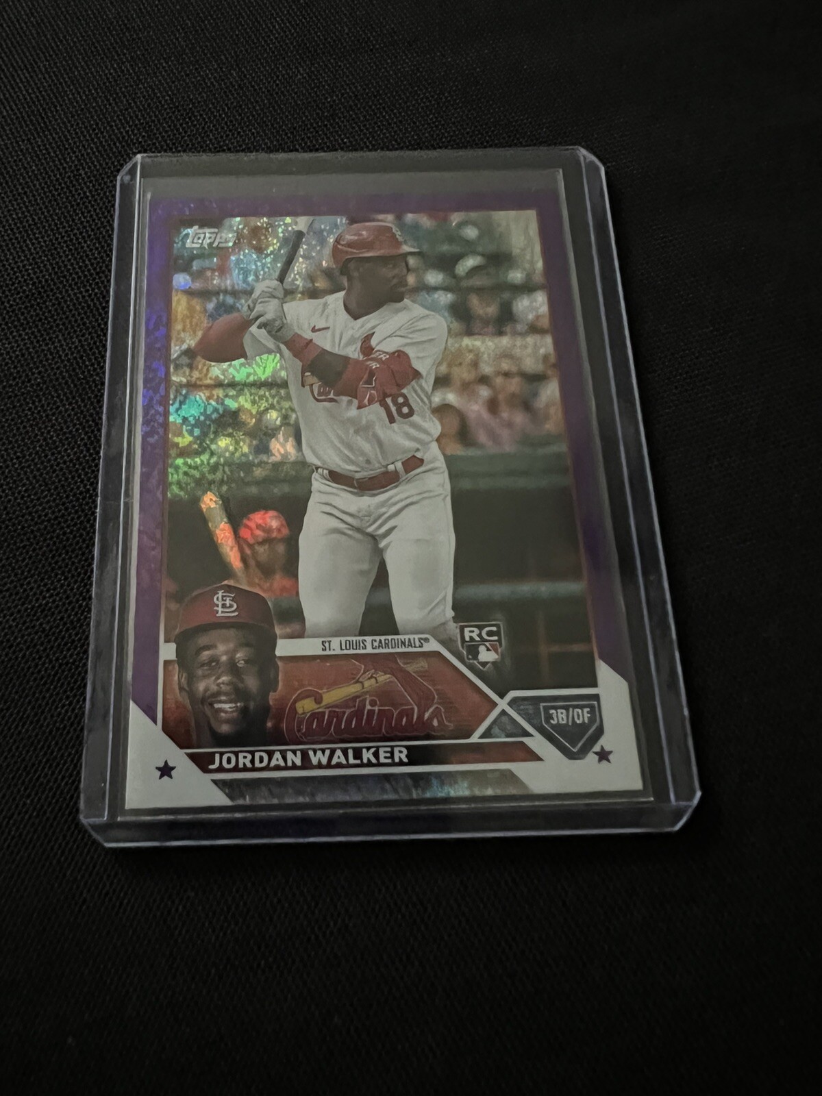 2023 Topps Series 2 Jordan Walker Purple Foil Parallel RC #344 /799 Cardinals