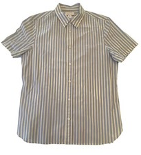 CK Calvin Klein Men  s Medium Shirt Blue Yellow Striped Short Sleeve Button Down