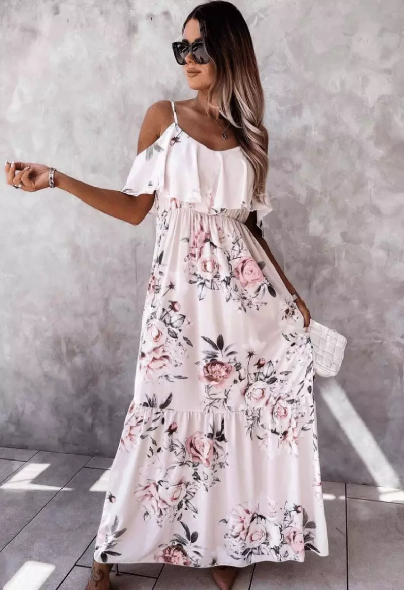 Floral frill deals maxi dress