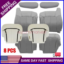 For 2000-2002 Chevy Tahoe Front Bottom & Top Seat Cover Gray With Foam Cushion