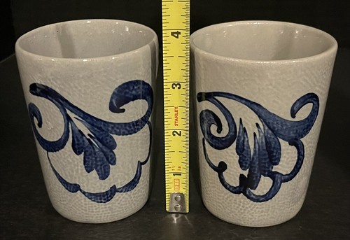 Vtg Salt Glazed Pottery Pitcher And 2 W. Germany Drinking Cups Blue Gray **READ - Picture 11 of 14