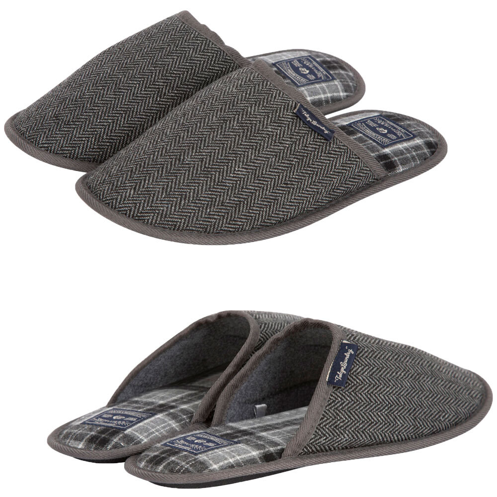 Tokyo Laundry Mule Slippers Men's Slip On Firth Herringbone with
