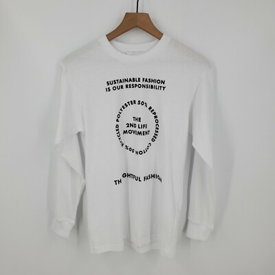 TOPSHOP 2nd Life Long Sleeve Skater T-Shirt in White Size US 4 NWOT
