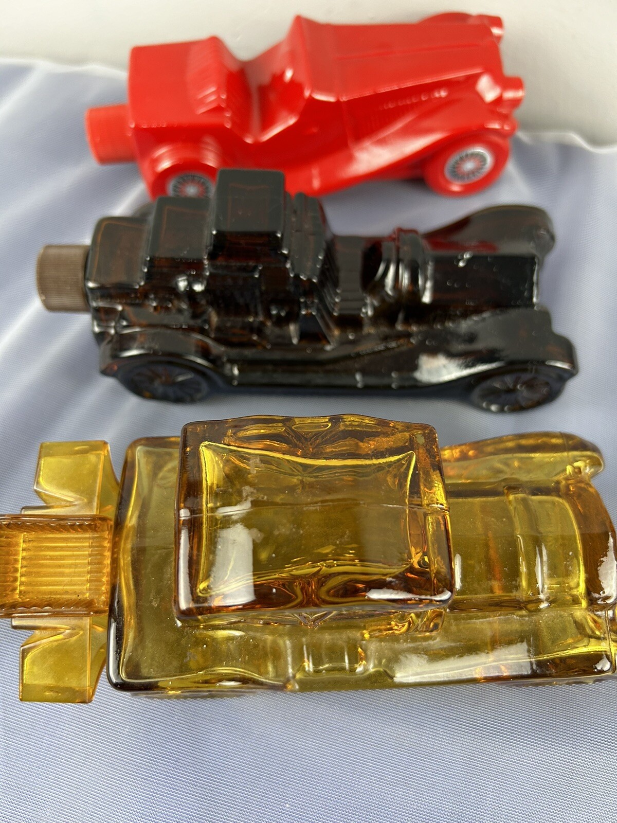 Vintage Lot of Avon Cologne Decanter Colored Glass CAR Bottles