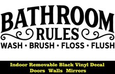 Bathroom Rules Decor Indoor Removable Black Vinyl Decal Walls Doors Mirrors