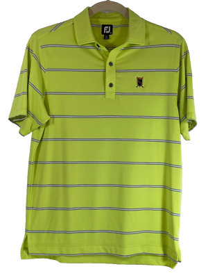 FootJoy Lisle Open Stripe Lime Mens Golf Polo Shirt The Founders