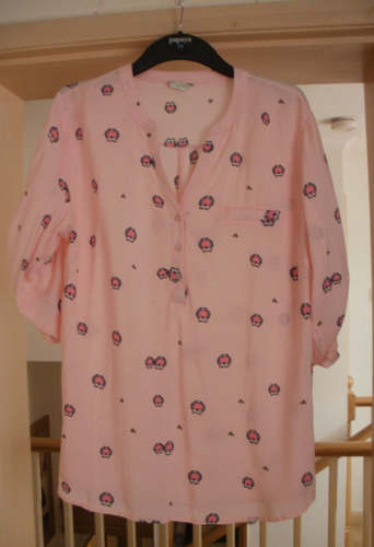 Women's Pink/Dark Pink Owl Print Lightweight Summer Shirt/Blouse UK size 18