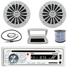 Pyle PLCDBT65 1-DIN Marine CD Receiver W/White Cover, 2x 6.5" 180W Max Speakers