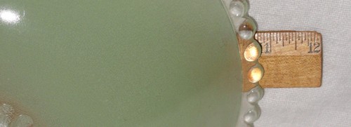 Vintage 3 Chain Art Deco Hanging Ceiling Shade ~ Pale Green Embossed Bead Trim - Picture 10 of 10