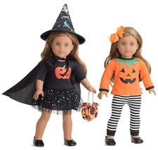 18 Inch Doll Clothes Accessories Halloween Pumpkin Witch Costume Pumpkin Suit...