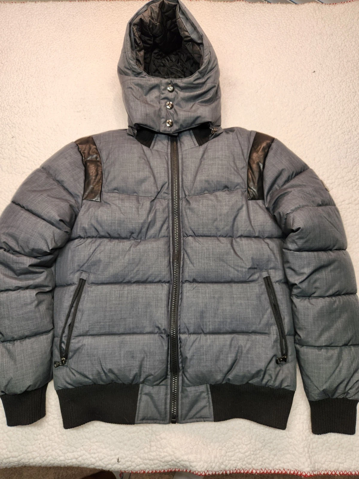 Spire Outerwear Men’s Small Puffer Jacket Hooded Water Resistant Quilted Gray...