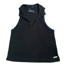 The Couture Club Black Ribbed Collared Vest TopSize:UK 12