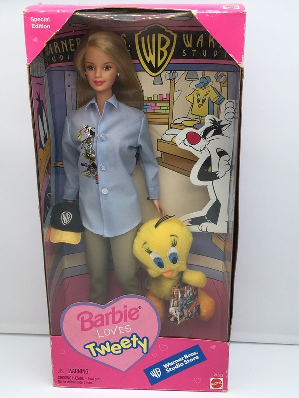 Warner Bros Mattel Barbie Loves Tweety Barbie Doll 1998 21632 Sealed