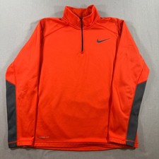 Nike Therma Fit Quarter Zip Pullover Mens Large Orange Fleece Sweatshirt Golf
